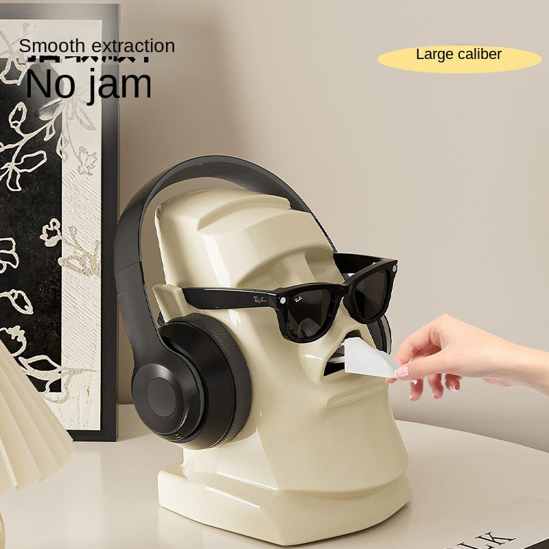 Creative Gypsum Tissue Box Multi-functional Living Room Entryway Easter Statue Bedroom Desk Headphone Stand
