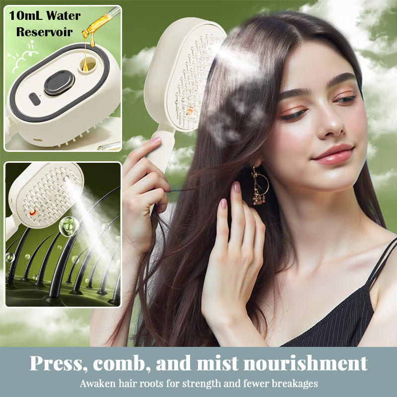 Electric Steam Hair Brush with Mist, Ionic Straightening Comb for Less Breakage &amp; No Residue, Smooth Shiny Hair Styling Tool