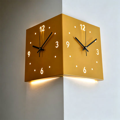 Nordic Dual‑Glow Corner Clock, Silent LED Wall Clock, Modern Minimalist Home Decor for Living Room Bedroom