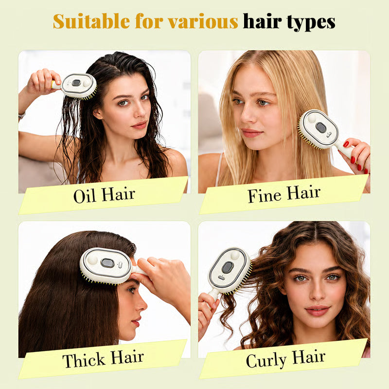 Electric Steam Hair Brush with Mist, Ionic Straightening Comb for Less Breakage &amp; No Residue, Smooth Shiny Hair Styling Tool