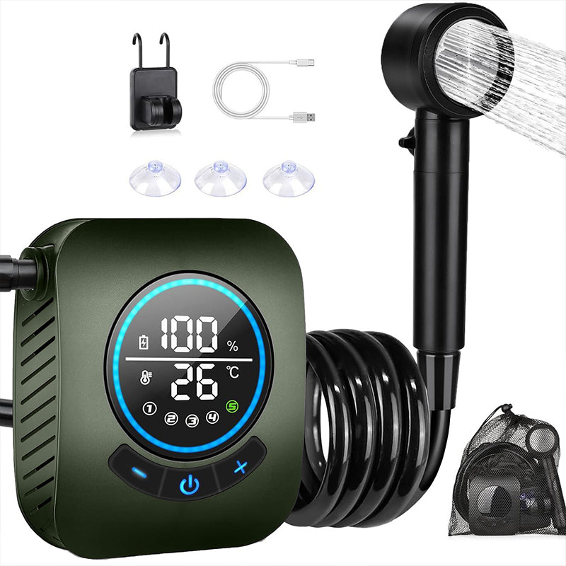 8000mAh Portable Camping Shower, IPX8 Waterproof Rechargeable Outdoor Shower Pump with Hose