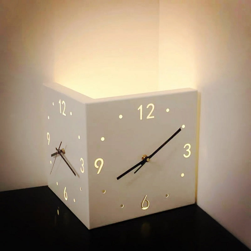 Nordic Dual‑Glow Corner Clock, Silent LED Wall Clock, Modern Minimalist Home Decor for Living Room Bedroom