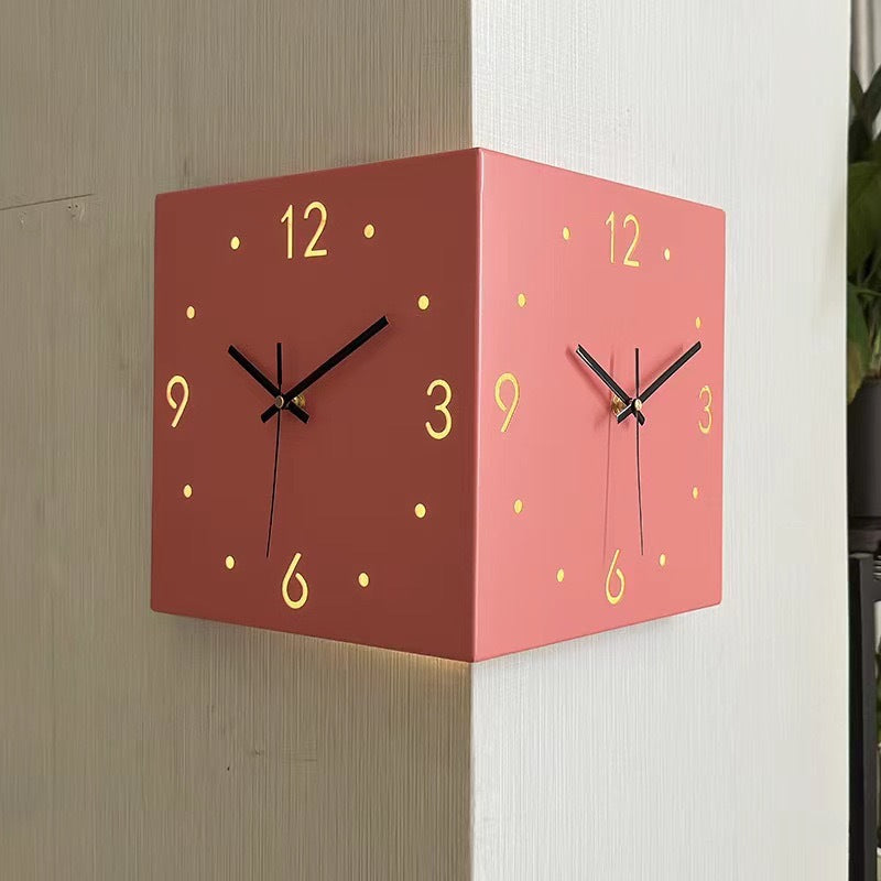 Nordic Dual‑Glow Corner Clock, Silent LED Wall Clock, Modern Minimalist Home Decor for Living Room Bedroom