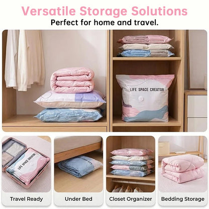Pump-Free 3D Vacuum Bags, 3-Sec Compression, Reusable