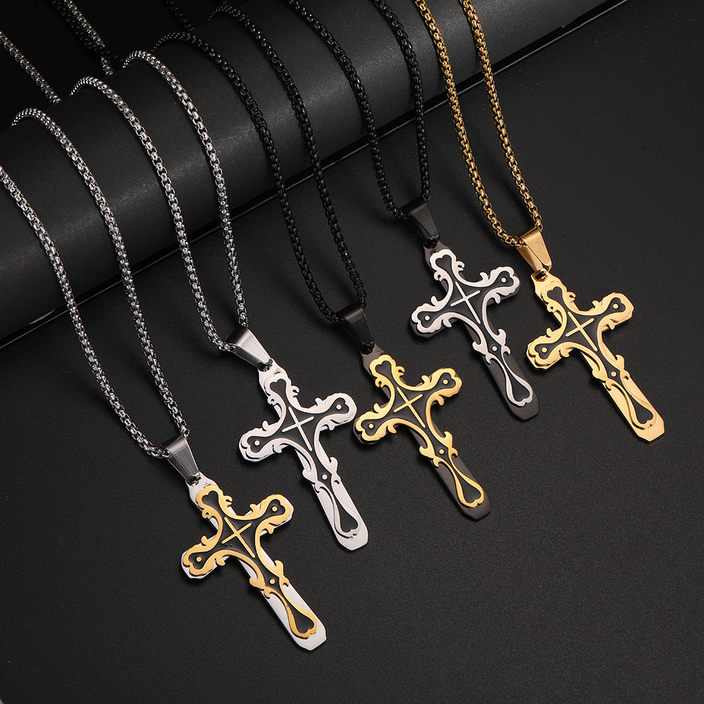 Mens Retro Cross Necklace